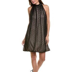 Tadashi Black Imitation Pearl Lace Trapeze Dress Worn Once perfect condition M